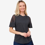 Diane Gilman Sheer Flutter Sleeve Tee