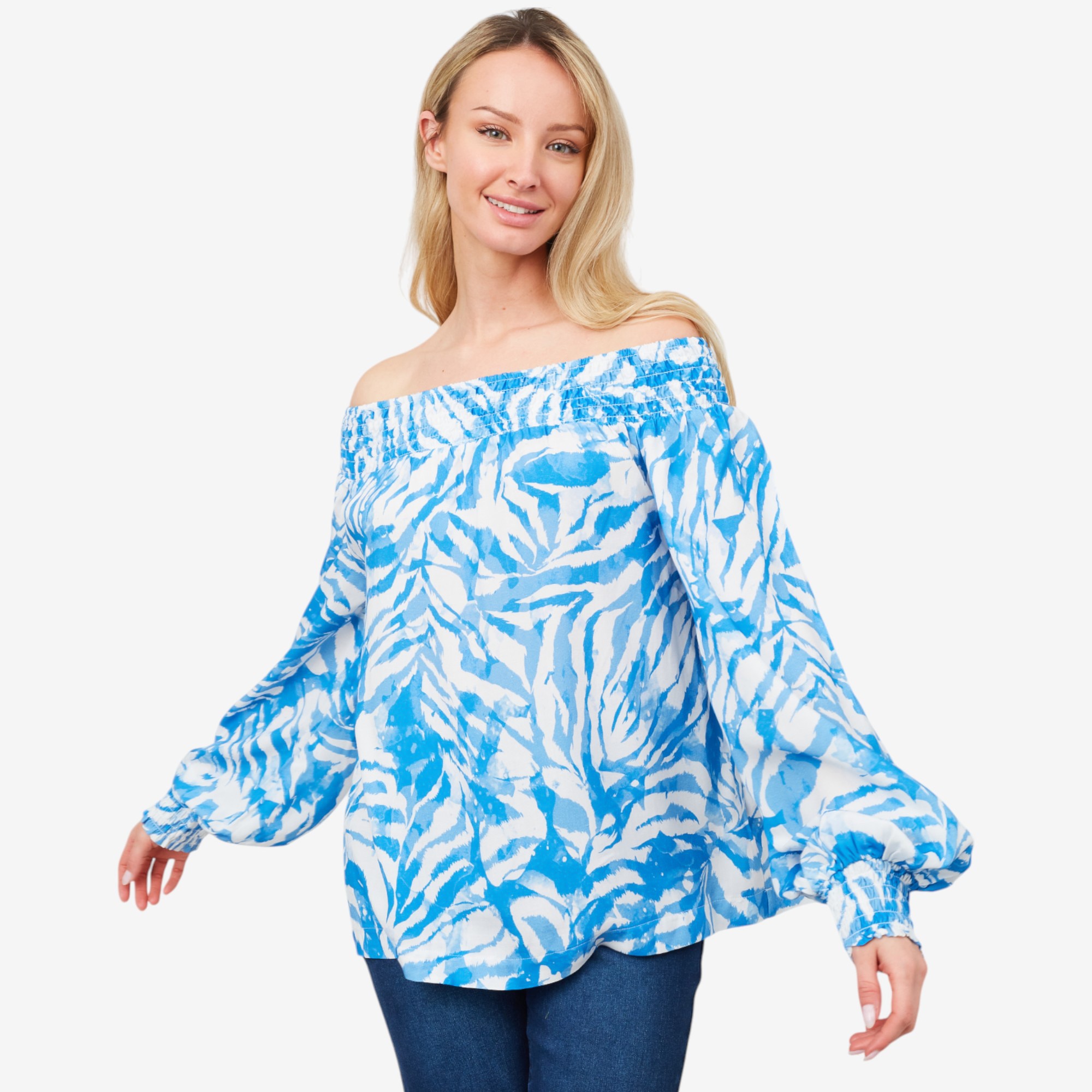 Diane Gilman Printed Smocked Off The Shoulder Top - TSC.ca