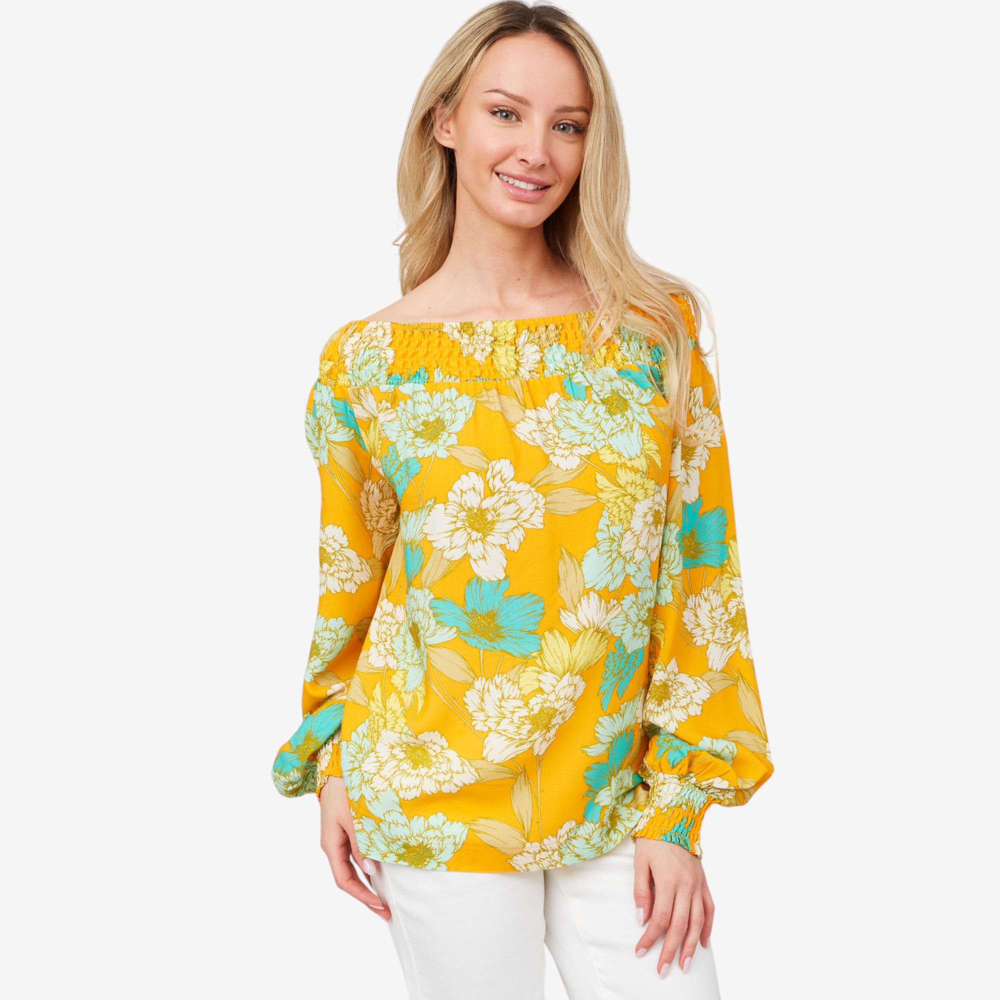 sudo print T「disguise」#30765 Diane Gilman Printed Smocked Off The Shoulder Top - TSC.ca