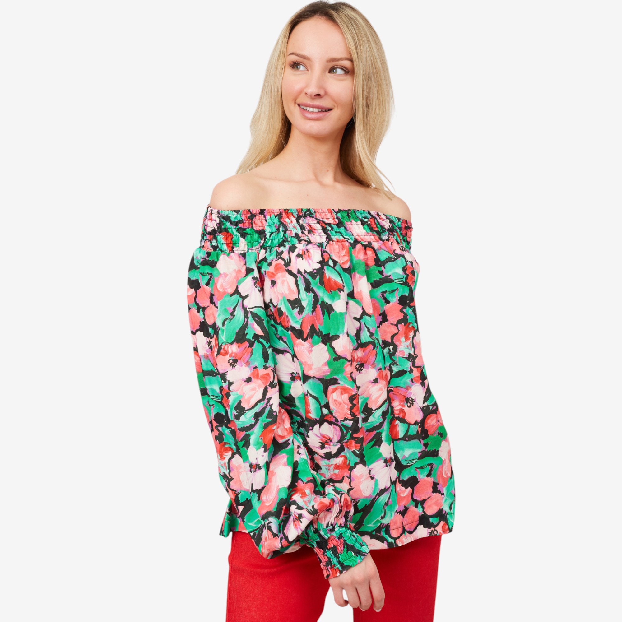 sudo print T「disguise」#30765 Diane Gilman Printed Smocked Off The Shoulder Top - TSC.ca