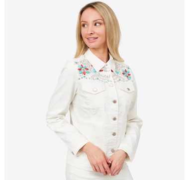 Diane Gilman New Classic Stretch Legacy Embellished Denim Jacket