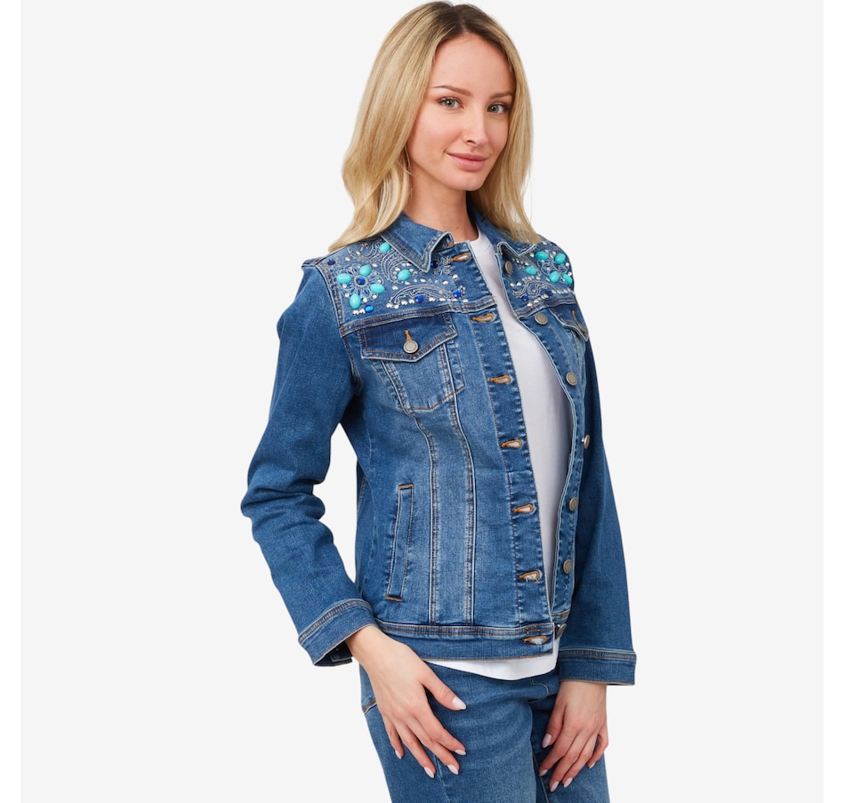 Image 206025_MDTNE.jpg, Product 206-025 / Price $39.33, Diane Gilman New Classic Stretch Legacy Embellished Denim Jacket from DG2 by Diane Gilman on TSC.ca's Fashion department