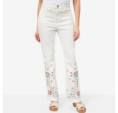 Diane Gilman New Classic Stretch Legacy Embellished Fray Bootcut Jean