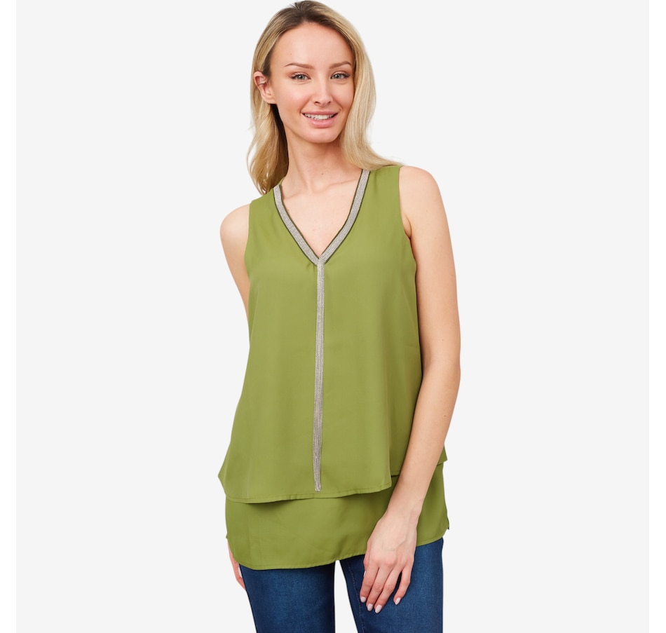 Image 206029_CAC.jpg, Product 206-029 / Price $24.33, Diane Gilman Micro Chain Embellished Easy Tank from DG2 by Diane Gilman on TSC.ca's Fashion department