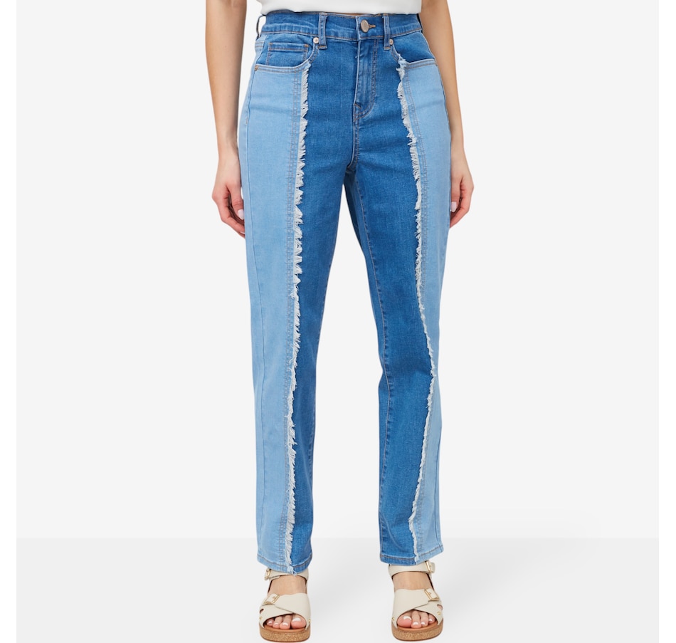 Image 206030_CHA.jpg, Product 206-030 / Price $34.33, Diane Gilman New Classic Stretch Two-Tone Straight Leg Jean from DG2 by Diane Gilman on TSC.ca's Fashion department