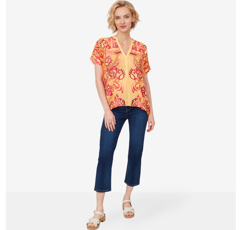 Image 206032_ALTMORE1.jpg, Product 206-032 / Price $34.33, Diane Gilman Placement Print V-Neck Tunic Blouse from DG2 by Diane Gilman on TSC.ca's Fashion department