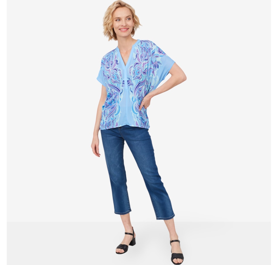 Image 206032_ALTMORE3.jpg, Product 206-032 / Price $34.33, Diane Gilman Placement Print V-Neck Tunic Blouse from DG2 by Diane Gilman on TSC.ca's Fashion department