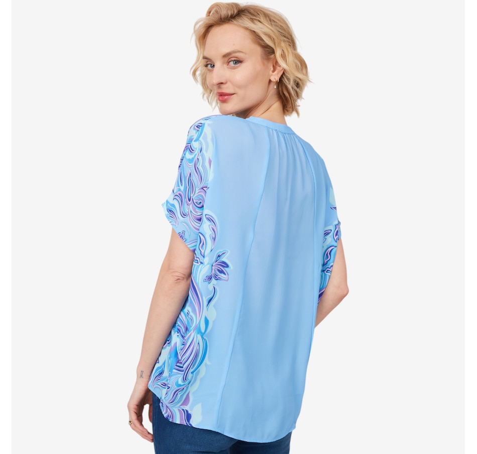 Image 206032_ALTMORE4.jpg, Product 206-032 / Price $34.33, Diane Gilman Placement Print V-Neck Tunic Blouse from DG2 by Diane Gilman on TSC.ca's Fashion department