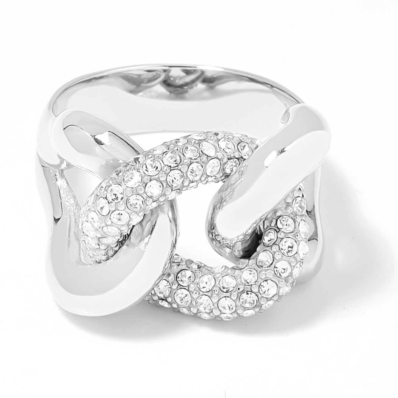 Jewels By Lux Sterling Silver Rhodium Polished Diamond Heart Ring