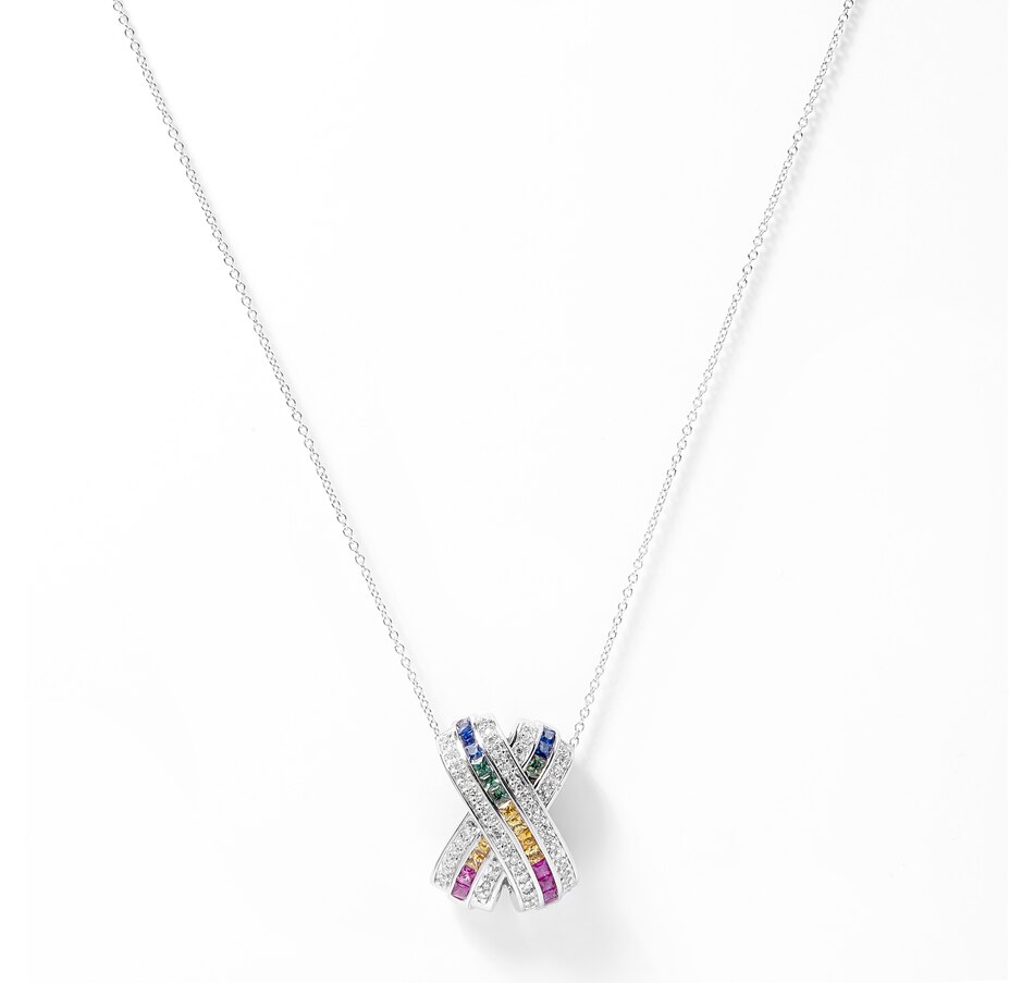 Image 206141.jpg, Product 206-141 / Price $2,599.99, EFFY Jewellery 14K White Gold Diamond and Multi Sapphire Pendant with Chain from Effy Jewellery on TSC.ca's Jewellery department