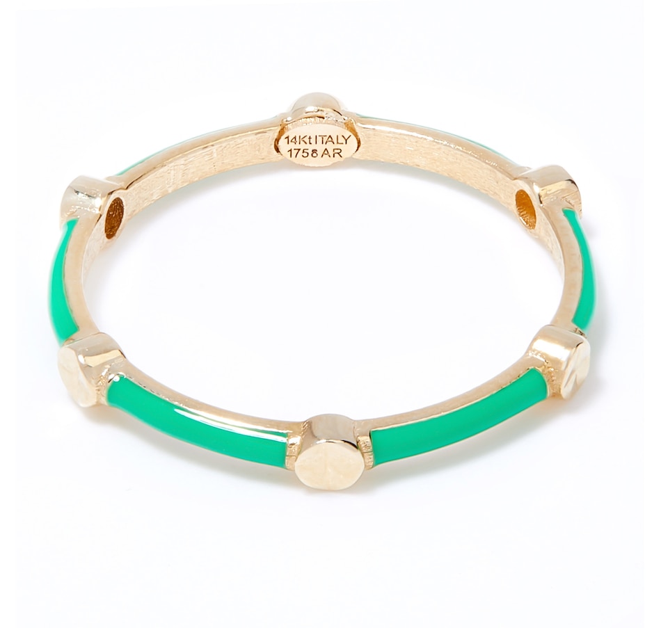 Image 206173_GRN.jpg , Product 206-173 / Price $189.99 , Stefano Oro 14k Yellow Gold Enamel Bamboo Ring from Stefano Oro on TSC.ca's Jewellery department