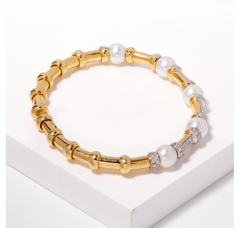 Image 206300_ALTMORE1.jpg, Product 206-300 / Price $9,449.99, Imperial Pearls 18K Yellow Gold 7-7.5mm Akoya Pearl & 0.84ctw Diamond Cuff Bracelet from Imperial Pearls on TSC.ca's Jewellery department