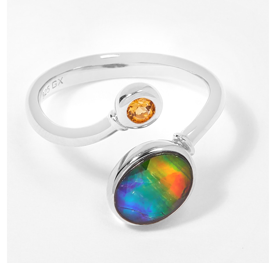 Image 206313_RHOP.jpg, Product 206-313 / Price $289.33, Canadian Ammolite Gems Sterling Silver 9x7mm Oval Ammolite & Citrine Ring from Best of Gems on TSC.ca's Jewellery department