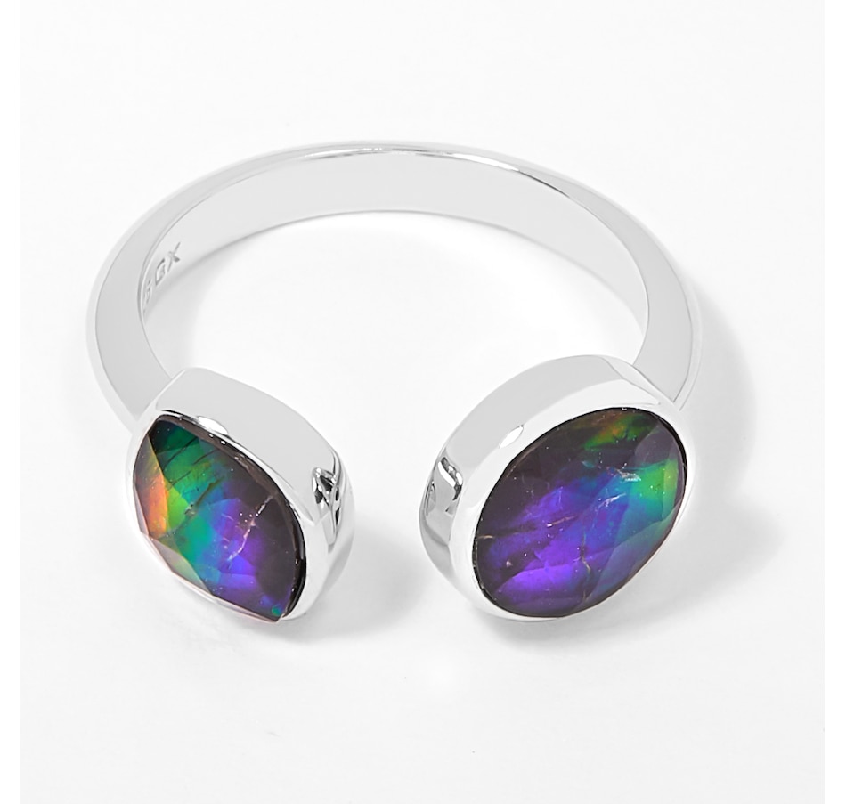 Image 206314_RHOP.jpg, Product 206-314 / Price $389.99, Canadian Ammolite Gems Sterling Silver Round & Marquise Open Space Ammolite Ring from Best of Gems on TSC.ca's Jewellery department