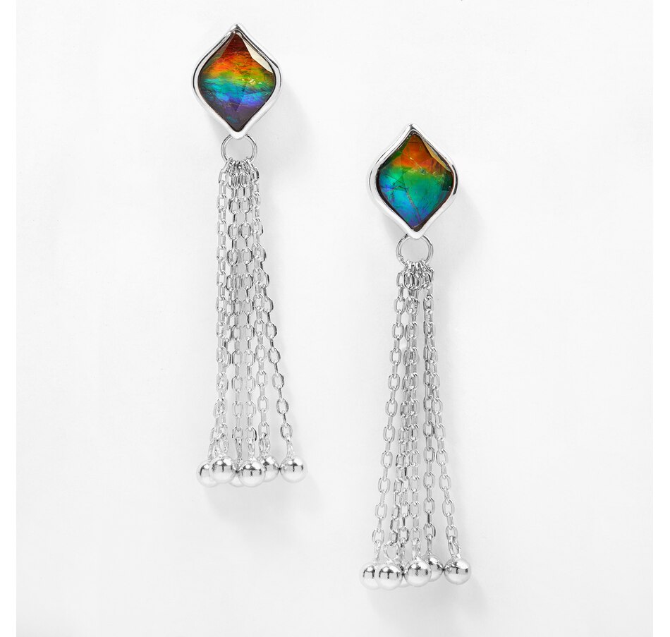 Jewellery Earrings Drop Earrings Canadian Ammolite Gems Sterling