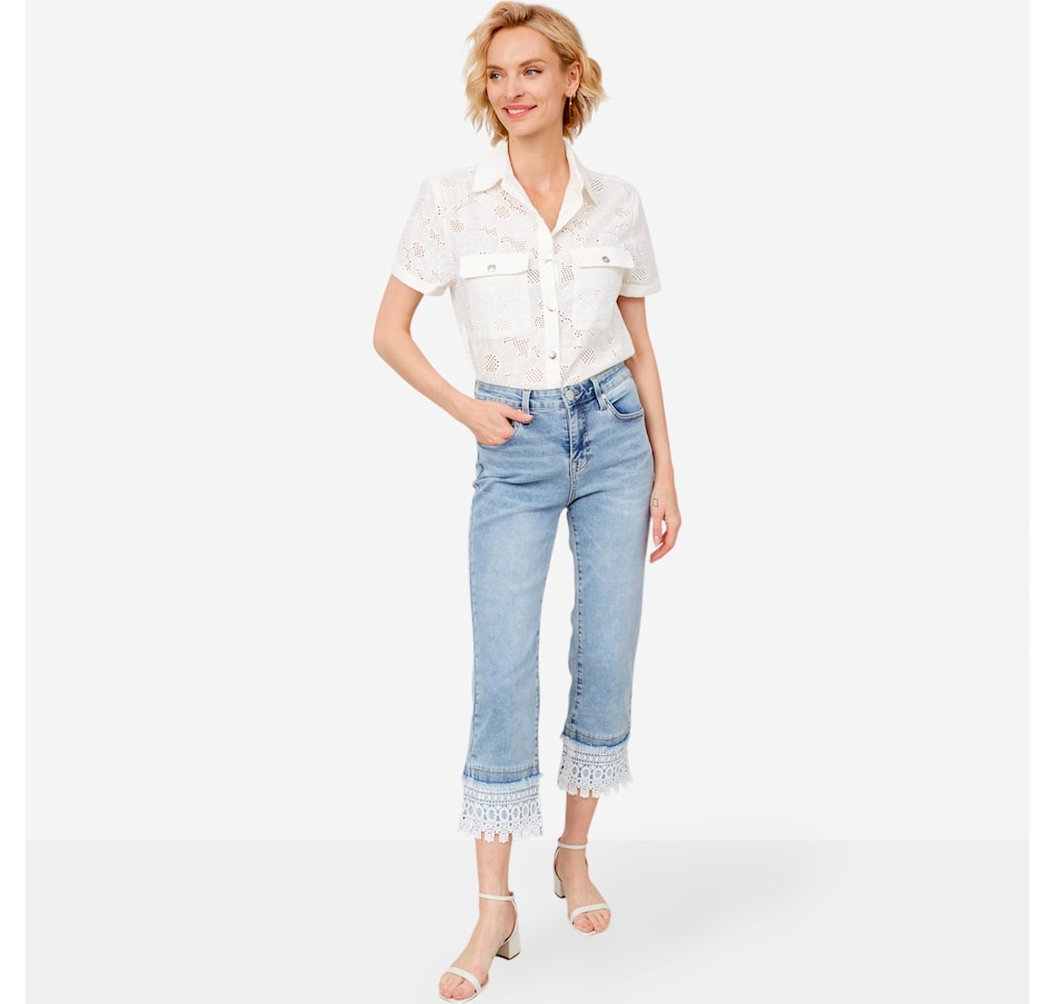 Image 206331_ALTMORE1.jpg, Product 206-331 / Price $39.33, Diane Gilman New Classic Stretch Lace Hem Straight Crop Jean from DG2 by Diane Gilman on TSC.ca's Fashion department