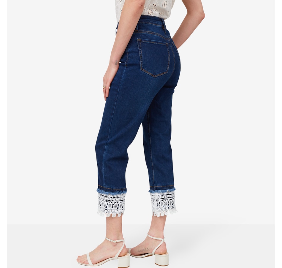 Image 206331_ALTMORE3.jpg, Product 206-331 / Price $39.33, Diane Gilman New Classic Stretch Lace Hem Straight Crop Jean from DG2 by Diane Gilman on TSC.ca's Fashion department