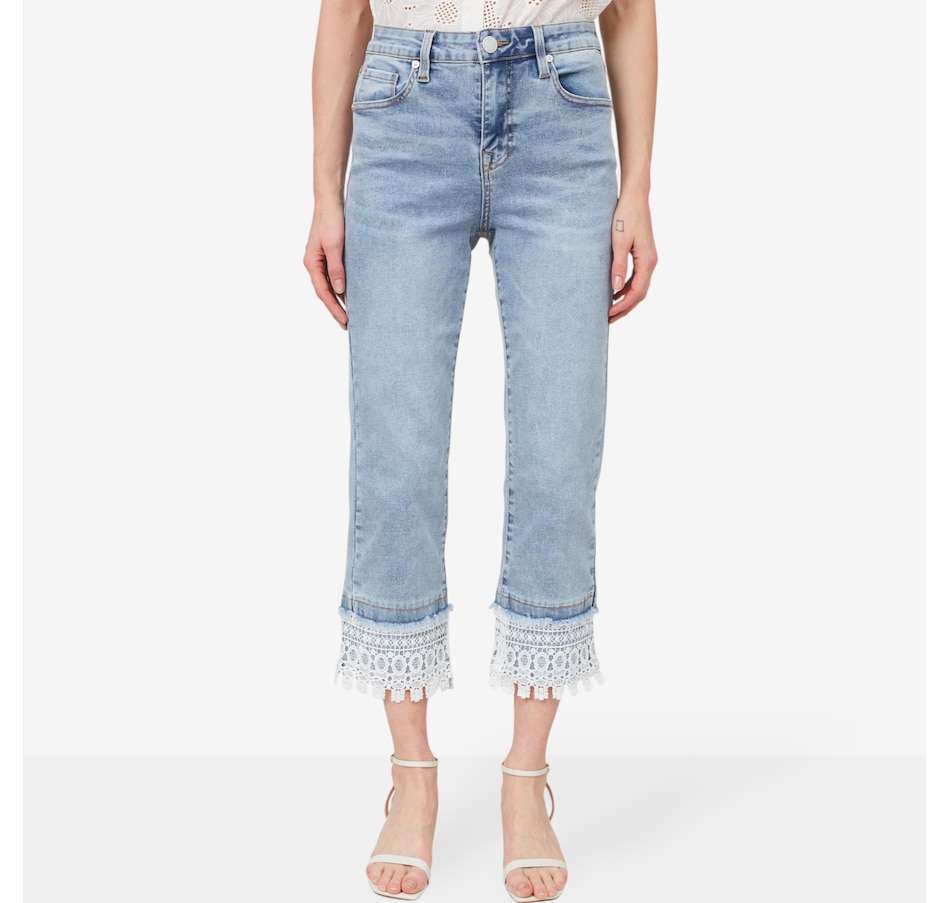 Image 206331_CHA.jpg, Product 206-331 / Price $39.33, Diane Gilman New Classic Stretch Lace Hem Straight Crop Jean from DG2 by Diane Gilman on TSC.ca's Fashion department