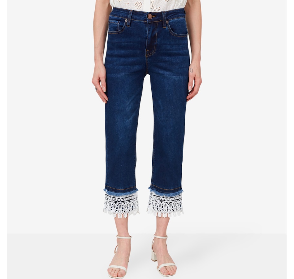 Image 206331_ID.jpg, Product 206-331 / Price $39.33, Diane Gilman New Classic Stretch Lace Hem Straight Crop Jean from DG2 by Diane Gilman on TSC.ca's Fashion department