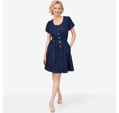 Diane Gilman Puff Sleeve Scoop Neck Dress