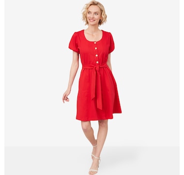 Diane Gilman Puff Sleeve Scoop Neck Dress