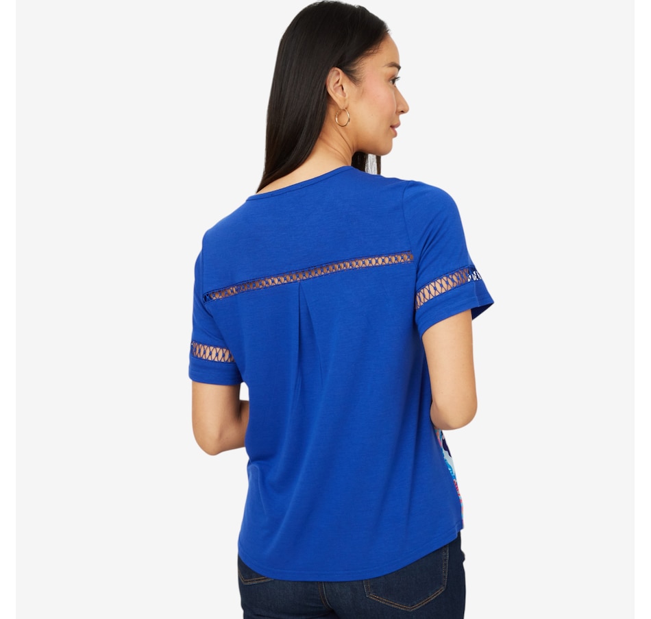 Image 206336_ALTMORE1.jpg, Product 206-336 / Price $29.33, Diane Gilman Mixed Media Scarf Print Short Sleeve Top from DG2 by Diane Gilman on TSC.ca's Fashion department