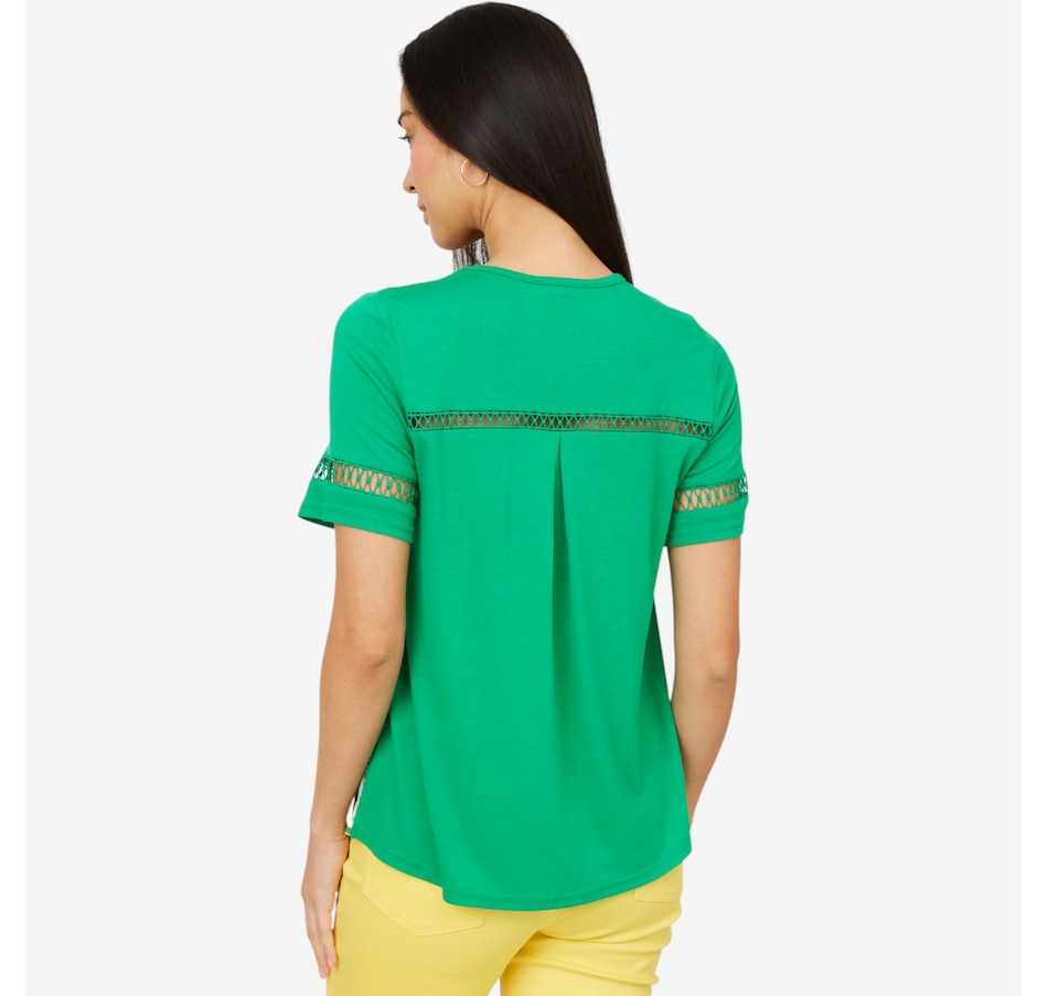 Image 206336_ALTMORE2.jpg, Product 206-336 / Price $29.33, Diane Gilman Mixed Media Scarf Print Short Sleeve Top from DG2 by Diane Gilman on TSC.ca's Fashion department