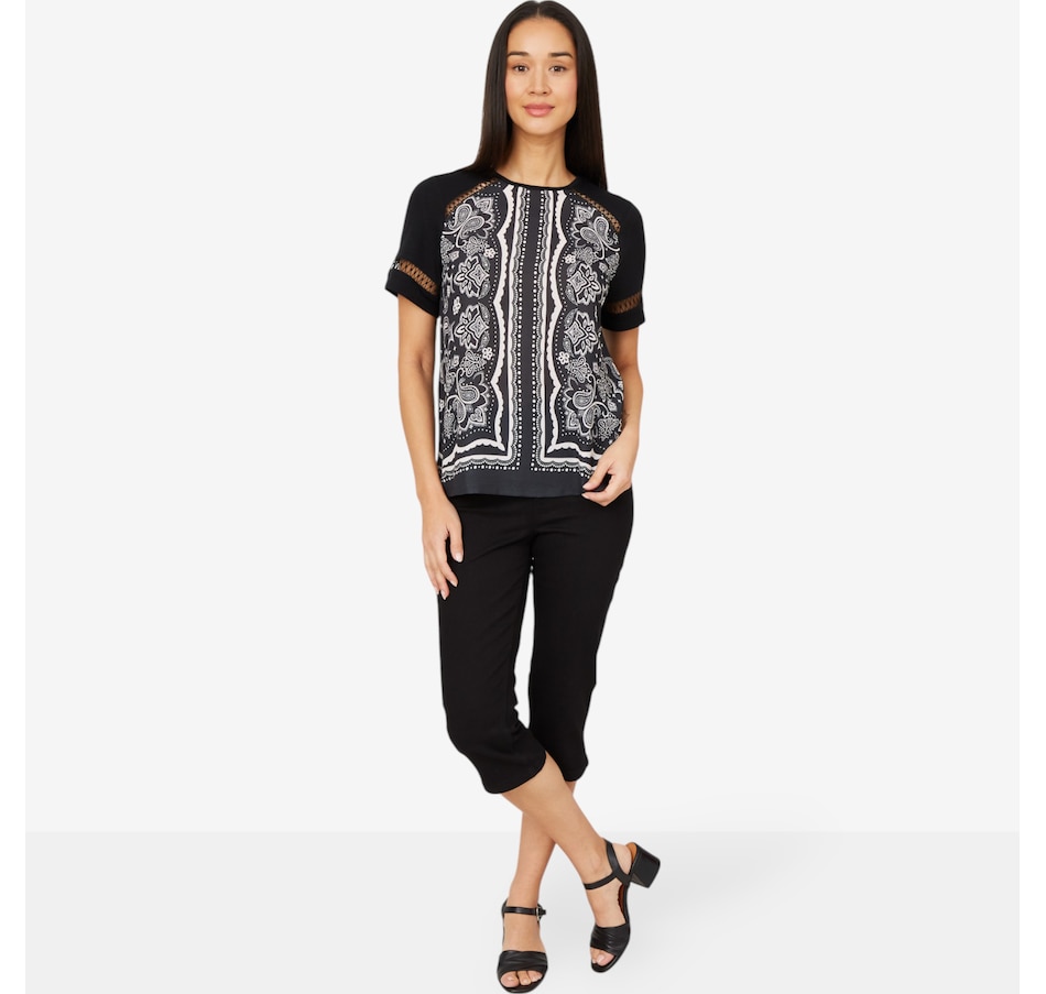 Image 206336_ALTMORE3.jpg, Product 206-336 / Price $29.33, Diane Gilman Mixed Media Scarf Print Short Sleeve Top from DG2 by Diane Gilman on TSC.ca's Fashion department