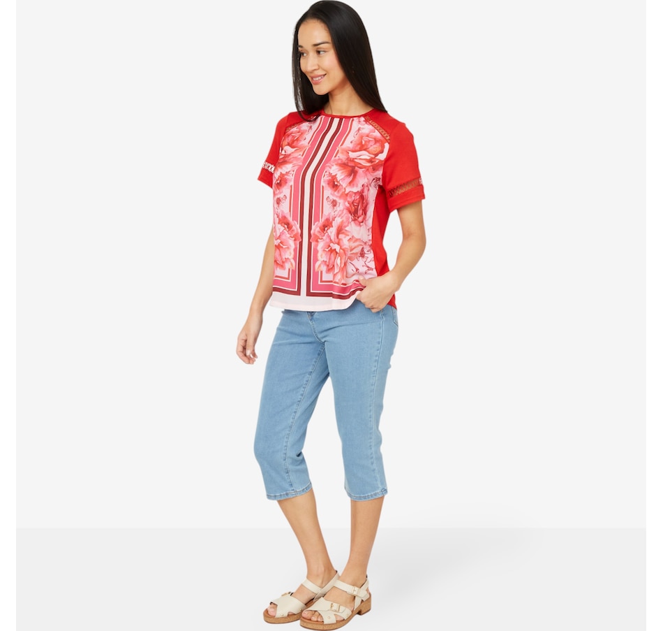 Image 206336_ALTMORE4.jpg, Product 206-336 / Price $29.33, Diane Gilman Mixed Media Scarf Print Short Sleeve Top from DG2 by Diane Gilman on TSC.ca's Fashion department