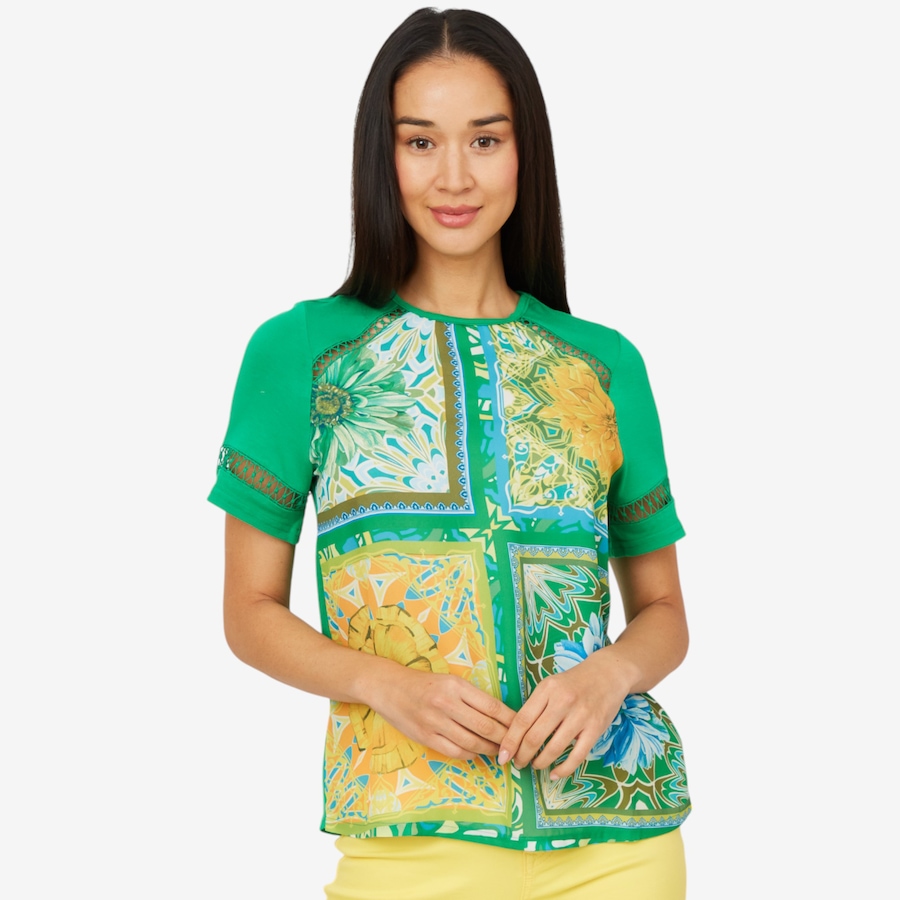 Image 206336_FER.jpg, Product 206-336 / Price $29.33, Diane Gilman Mixed Media Scarf Print Short Sleeve Top from DG2 by Diane Gilman on TSC.ca's Fashion department