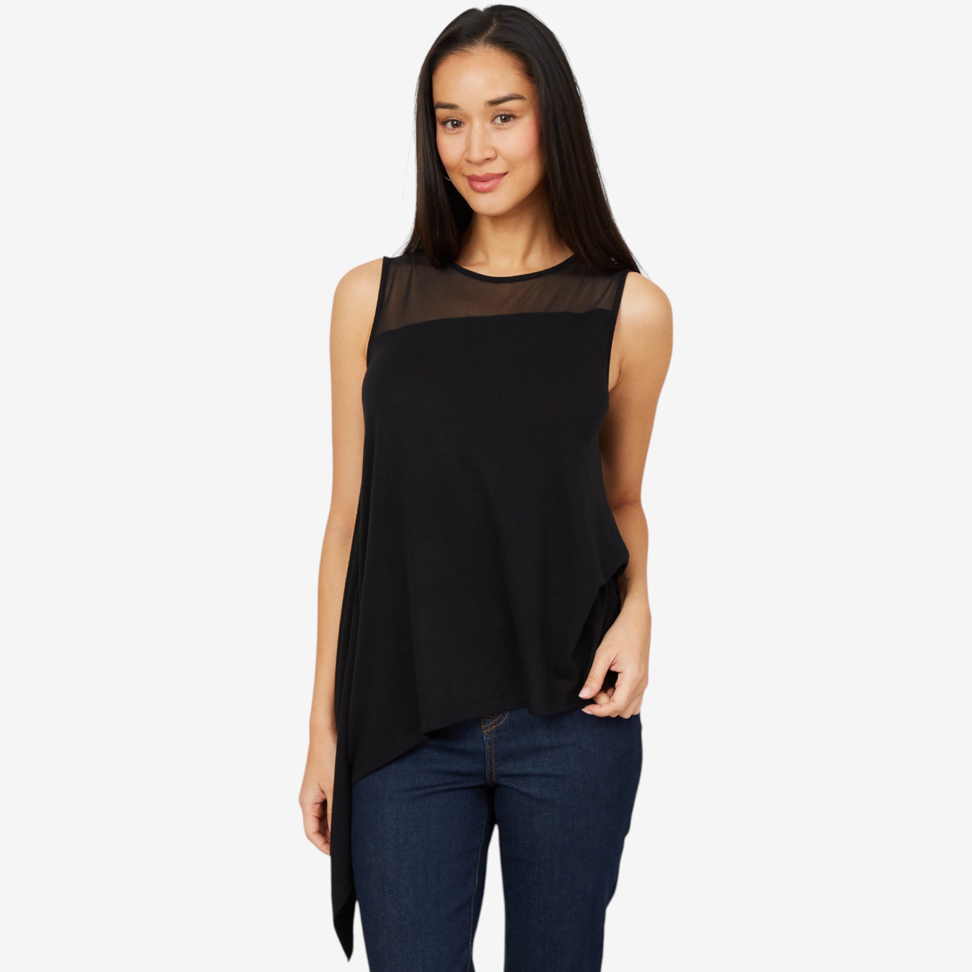 Diane Gilman Mixed Media Scarf Tank with Side Drape - TSC.ca