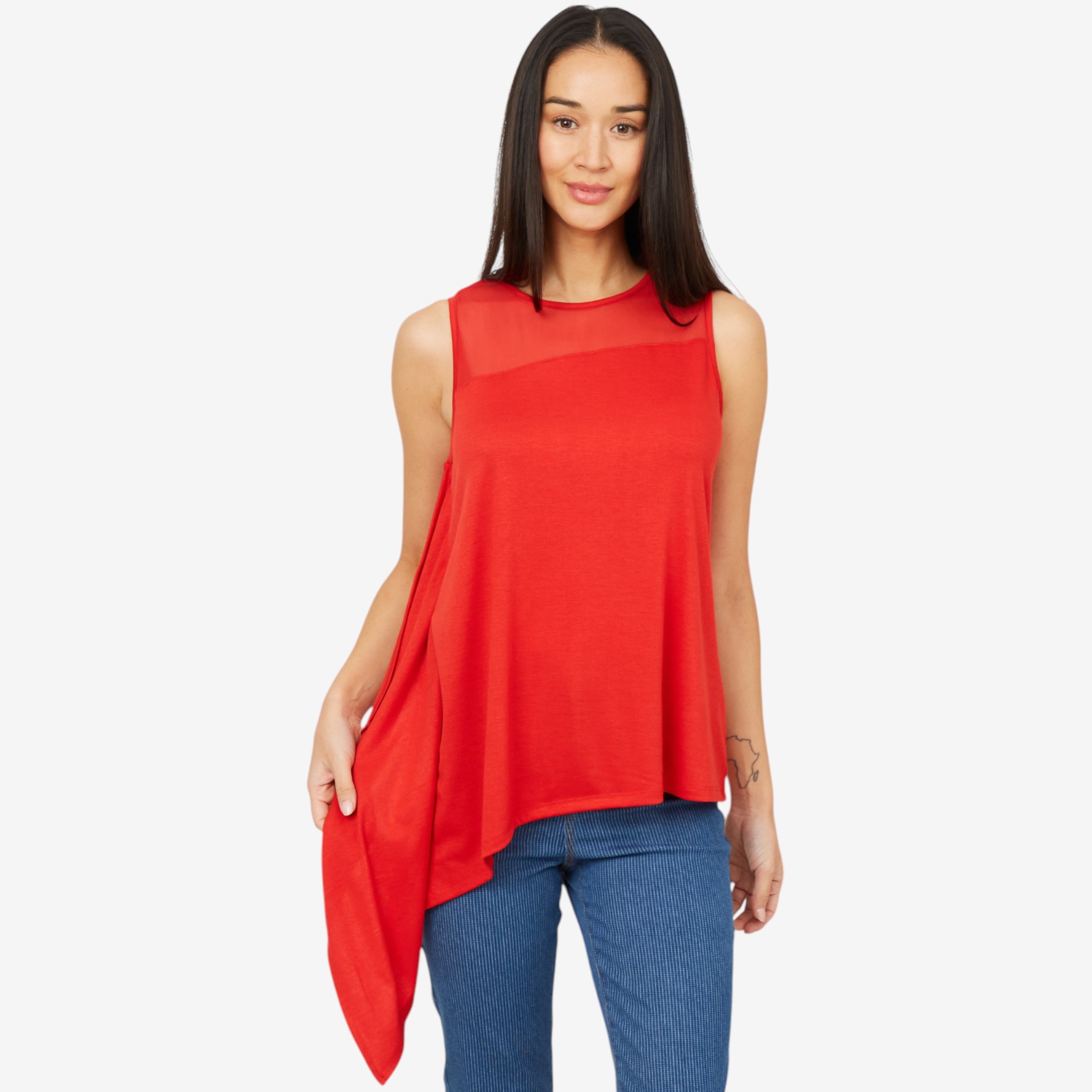Diane Gilman Mixed Media Scarf Tank with Side Drape - TSC.ca
