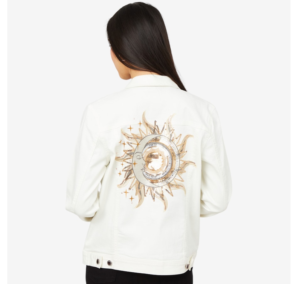 Image 206343_ALA.jpg, Product 206-343 / Price $74.33, Diane Gilman New Classic Stretch Embellished Back Denim Jacket from DG2 by Diane Gilman on TSC.ca's Fashion department