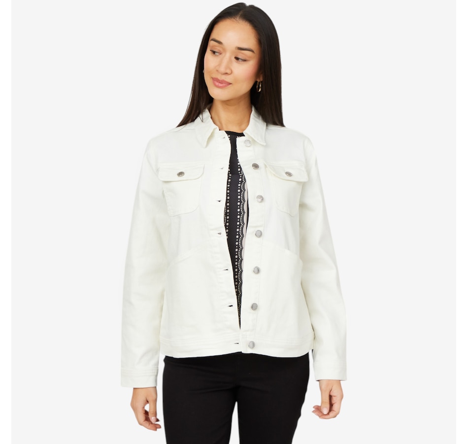 Image 206343_ALTMORE1.jpg, Product 206-343 / Price $74.33, Diane Gilman New Classic Stretch Embellished Back Denim Jacket from DG2 by Diane Gilman on TSC.ca's Fashion department