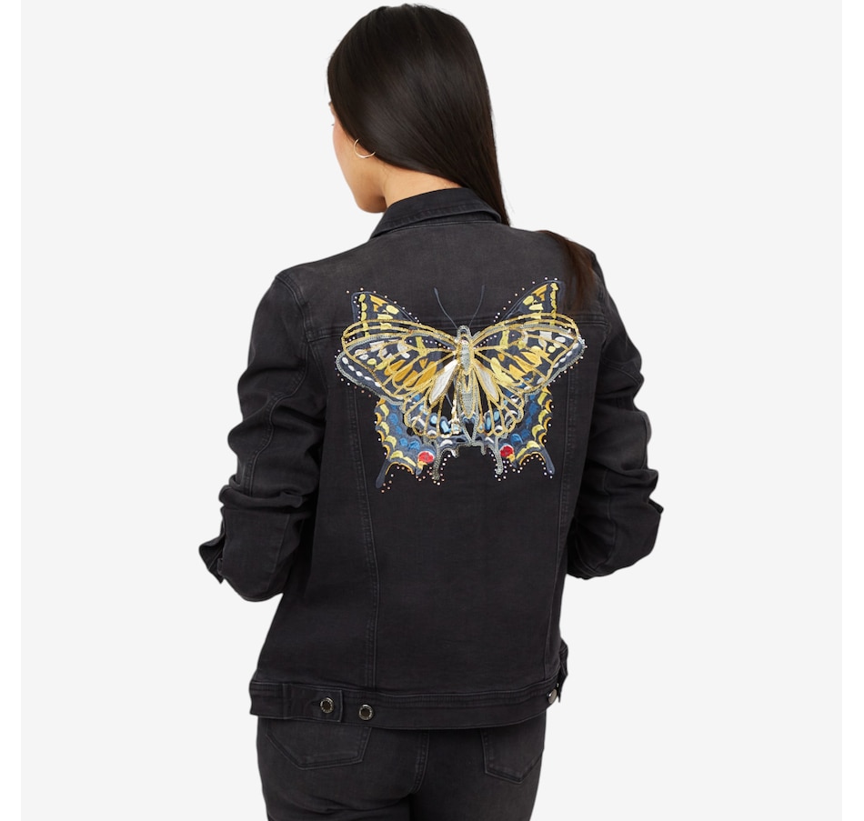 Image 206343_BLK.jpg, Product 206-343 / Price $74.33, Diane Gilman New Classic Stretch Embellished Back Denim Jacket from DG2 by Diane Gilman on TSC.ca's Fashion department