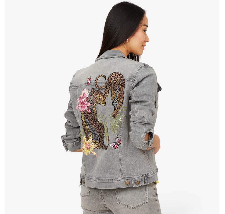 Image 206343_GRY.jpg, Product 206-343 / Price $74.33, Diane Gilman New Classic Stretch Embellished Back Denim Jacket from DG2 by Diane Gilman on TSC.ca's Fashion department