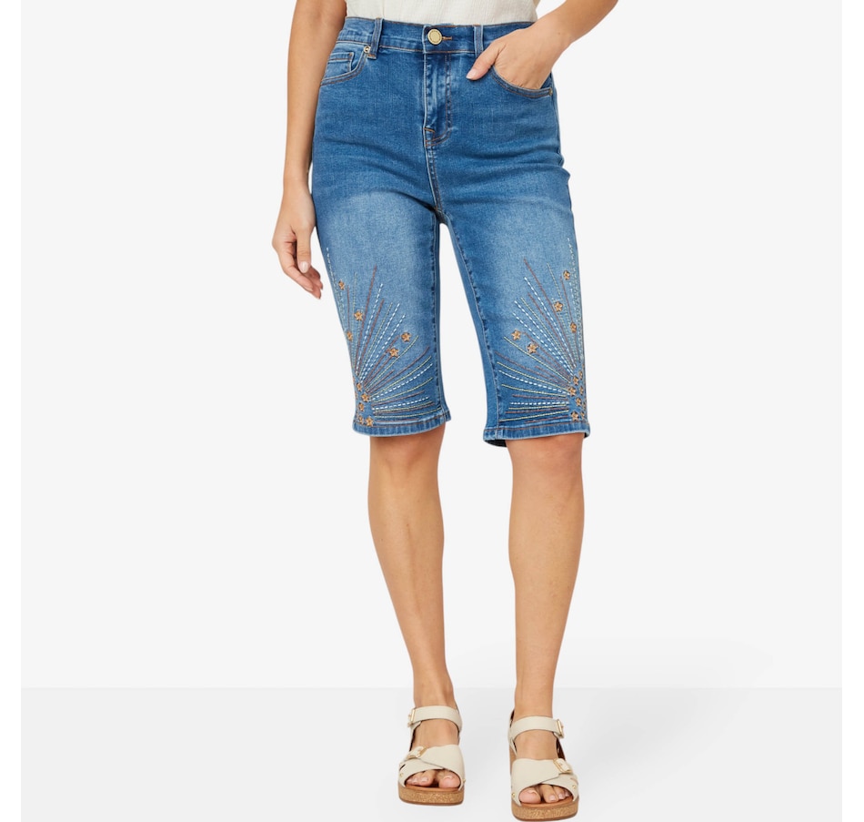 Diane Gilman New Classic Stretch Embroidered Five Pocket Bermuda Short