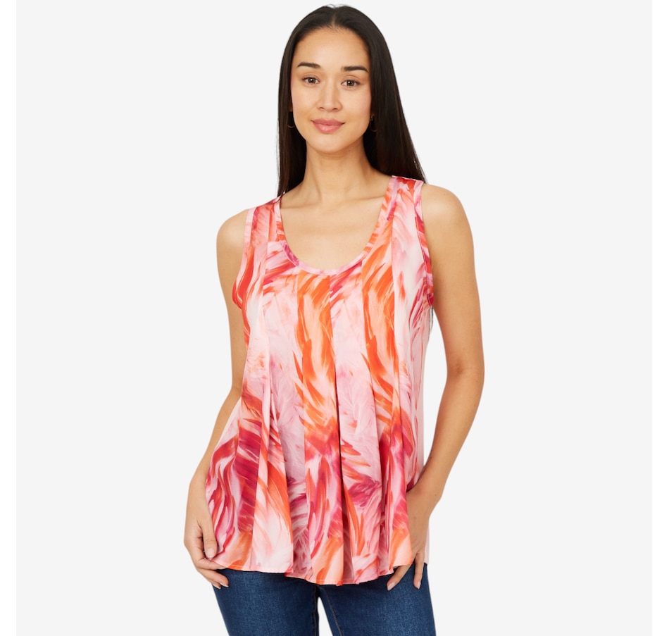 Image 206346_HPI.jpg, Product 206-346 / Price $24.33, Diane Gilman Mix Media Pleated Front High-Low Printed Tank from DG2 by Diane Gilman on TSC.ca's Fashion department