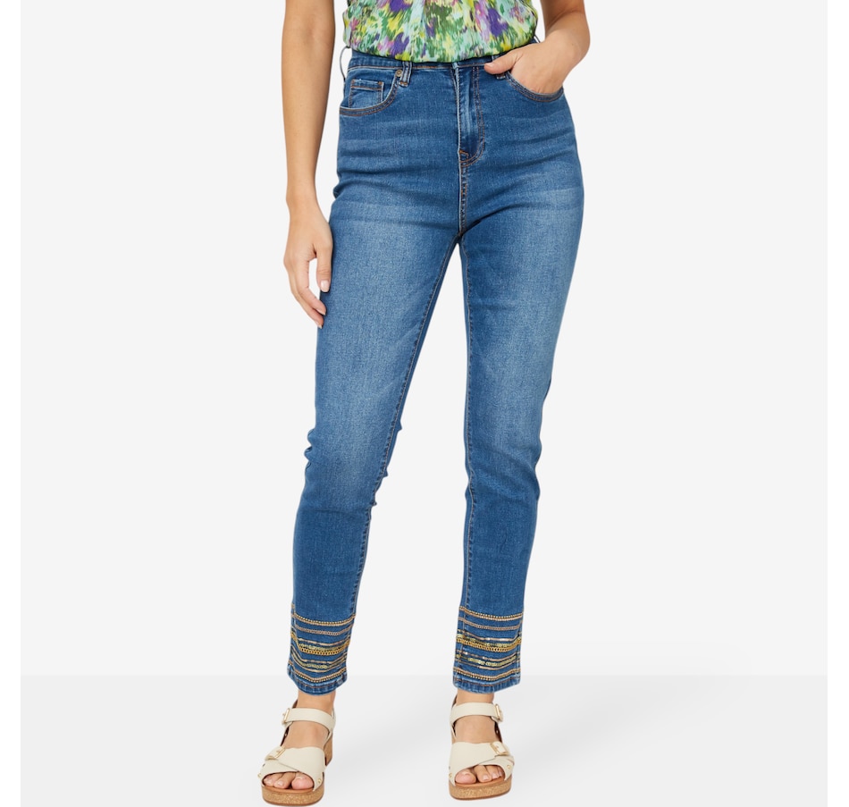 Diane Gilman New Classic Stretch Sequin Hem Skinny Jean