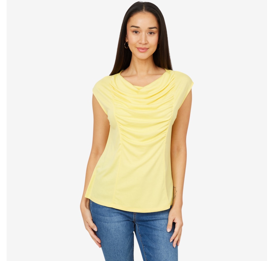 Image 206350_DAI.jpg, Product 206-350 / Price $29.33, Diane Gilman Cowl Neck Top with Ruched Front Panel from DG2 by Diane Gilman on TSC.ca's Fashion department