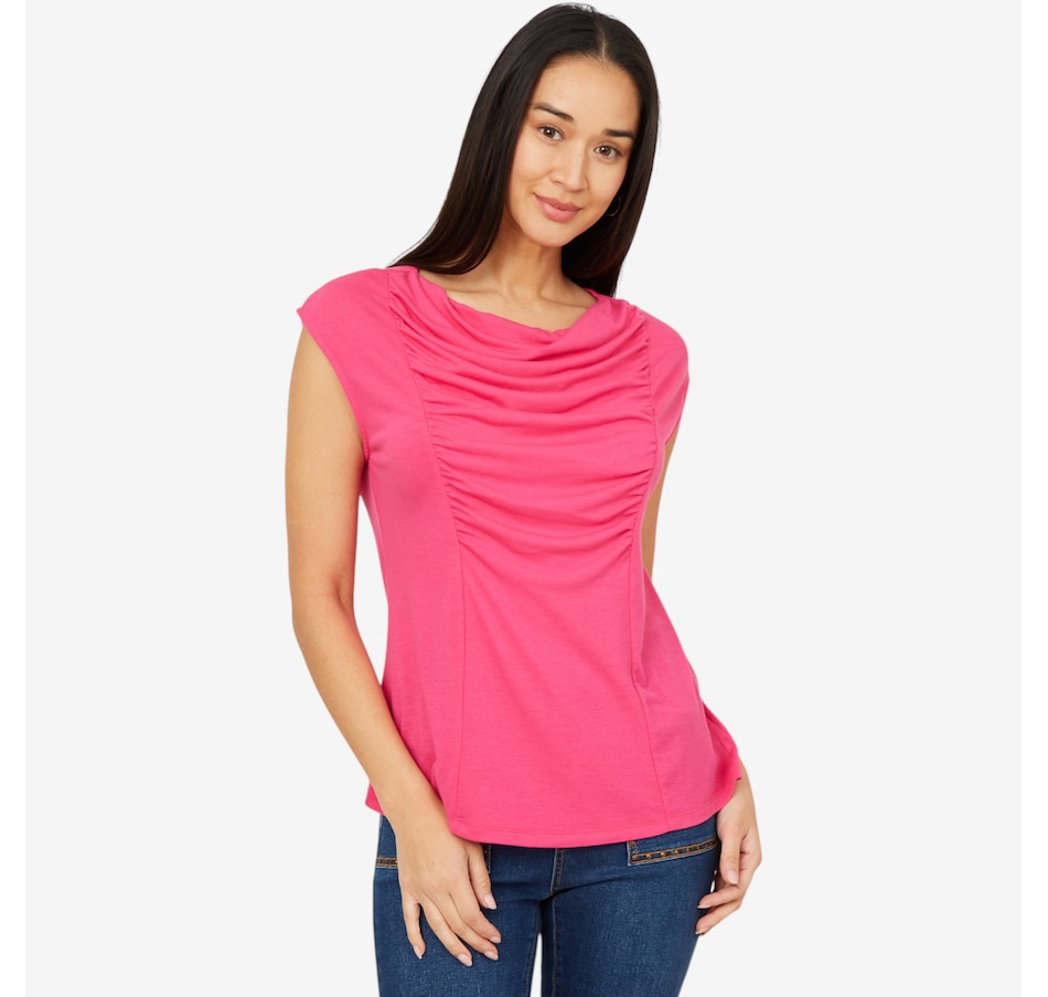 Image 206350_HPI.jpg, Product 206-350 / Price $29.33, Diane Gilman Cowl Neck Top with Ruched Front Panel from DG2 by Diane Gilman on TSC.ca's Fashion department