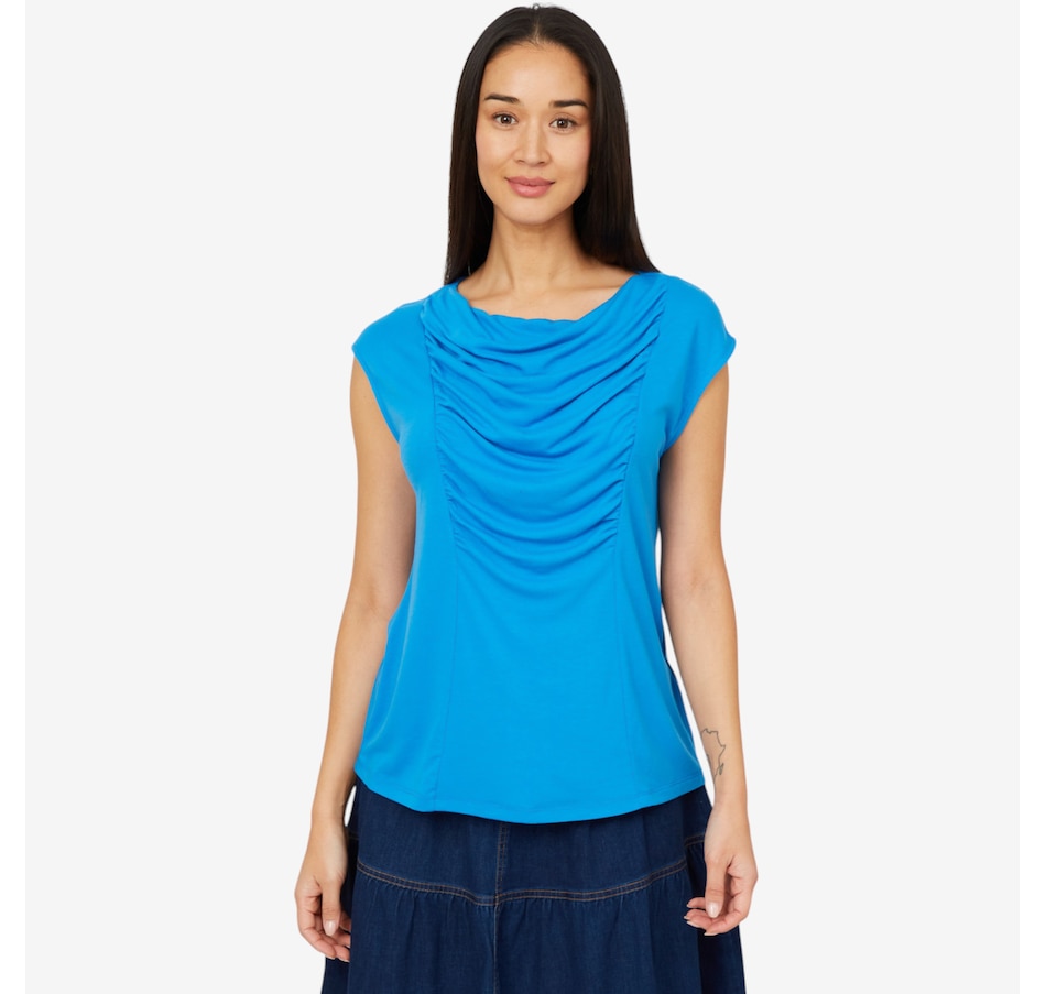 Image 206350_TEBE.jpg, Product 206-350 / Price $29.33, Diane Gilman Cowl Neck Top with Ruched Front Panel from DG2 by Diane Gilman on TSC.ca's Fashion department