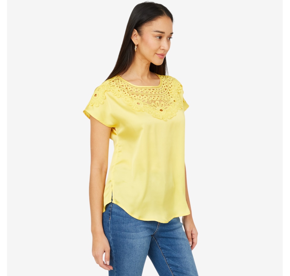 Image 206353_DAI.jpg, Product 206-353 / Price $27.33, Diane Gilman Crochet Lace Yoke Dolman Top from DG2 by Diane Gilman on TSC.ca's Fashion department