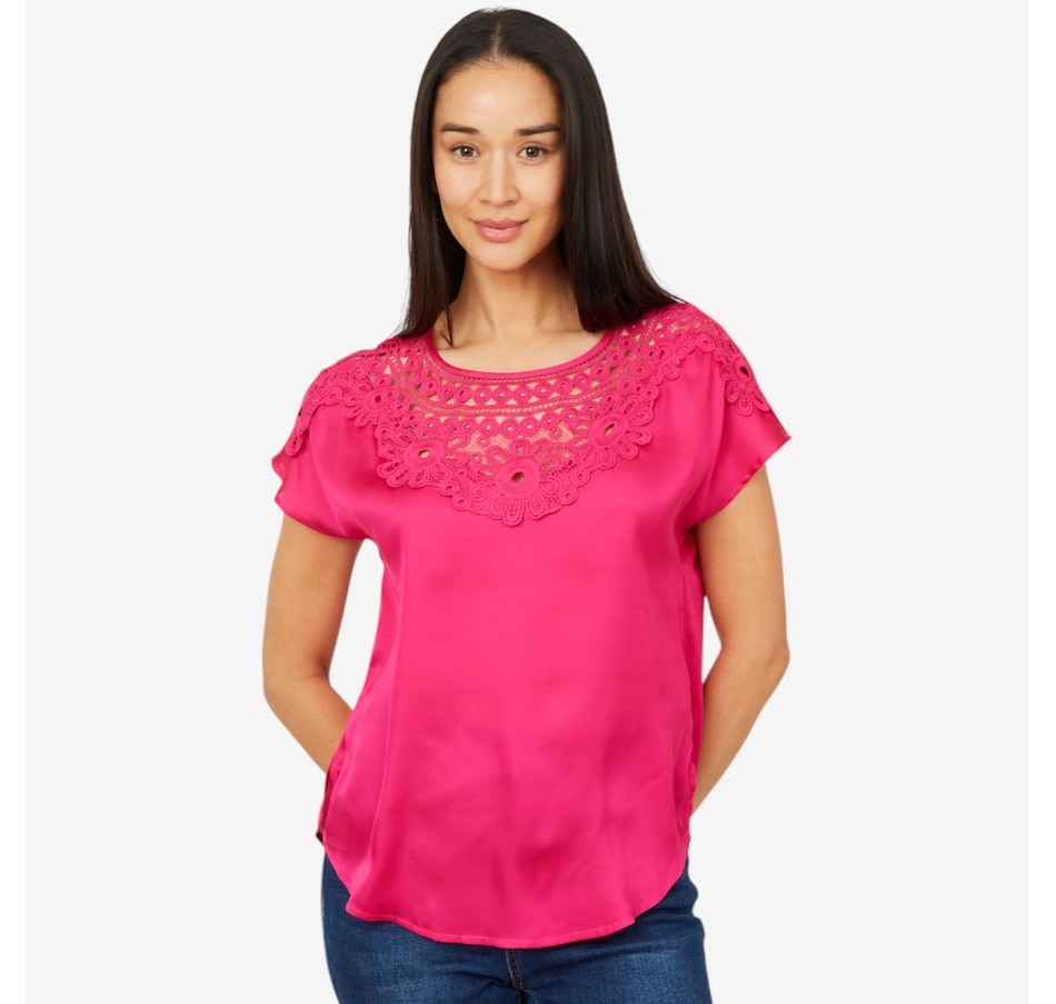 Image 206353_HPI.jpg, Product 206-353 / Price $27.33, Diane Gilman Crochet Lace Yoke Dolman Top from DG2 by Diane Gilman on TSC.ca's Fashion department