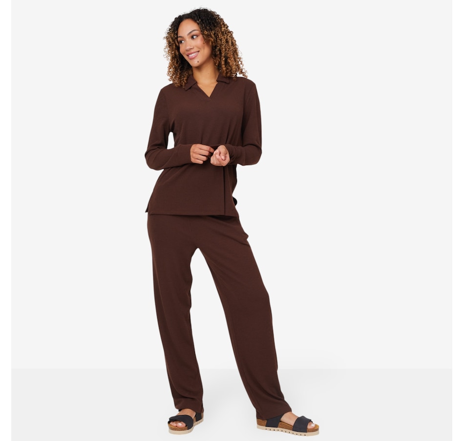 Image 206354_CHIRT.jpg, Product 206-354 / Price $49.88, Cuddl Duds Soft Rib Polo Lounge Pant Set from Cuddl Duds on TSC.ca's Fashion department