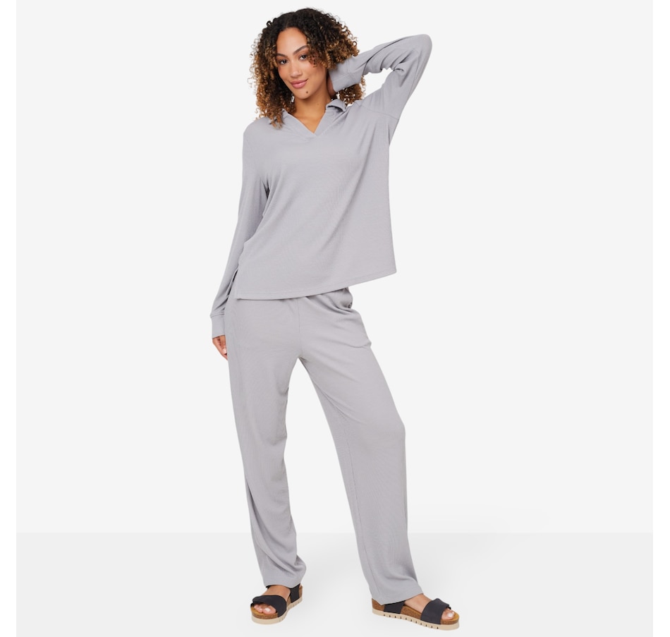 Image 206354_GRY.jpg, Product 206-354 / Price $49.88, Cuddl Duds Soft Rib Polo Lounge Pant Set from Cuddl Duds on TSC.ca's Fashion department