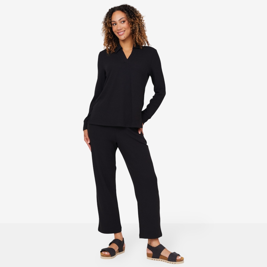 Image 206355_BLK.jpg, Product 206-355 / Price $49.88, Cuddl Duds Petite Soft Rib Polo Lounge Pant Set from Cuddl Duds  on TSC.ca's Fashion department