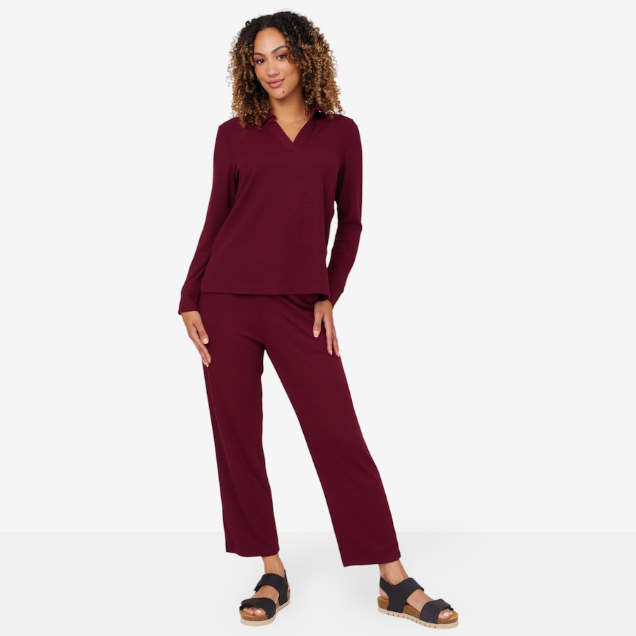 Image 206355_BORDX.jpg, Product 206-355 / Price $49.88, Cuddl Duds Petite Soft Rib Polo Lounge Pant Set from Cuddl Duds  on TSC.ca's Fashion department