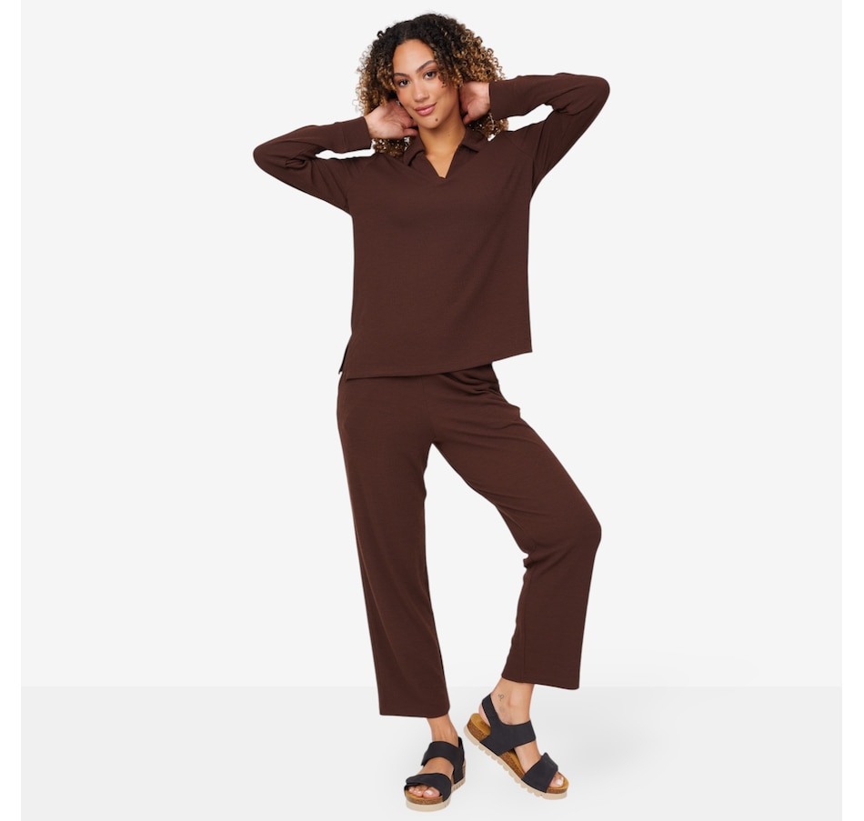 Image 206355_CHIRT.jpg, Product 206-355 / Price $49.88, Cuddl Duds Petite Soft Rib Polo Lounge Pant Set from Cuddl Duds on TSC.ca's Fashion department