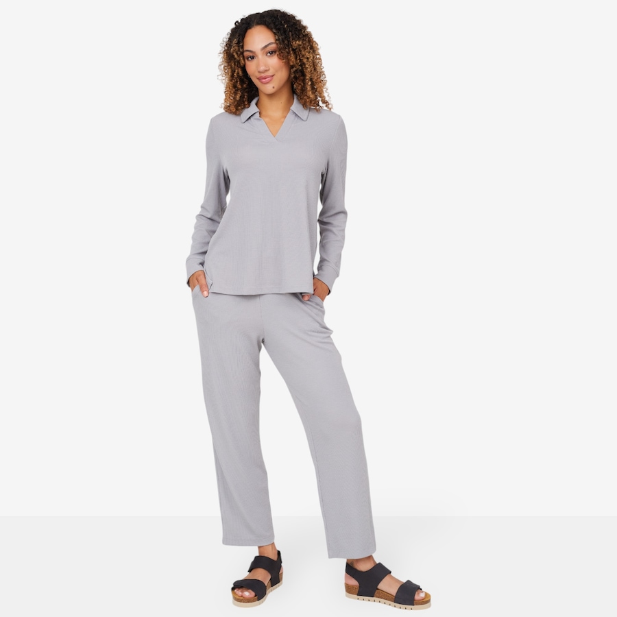 Image 206355_GRY.jpg, Product 206-355 / Price $49.88, Cuddl Duds Petite Soft Rib Polo Lounge Pant Set from Cuddl Duds  on TSC.ca's Fashion department